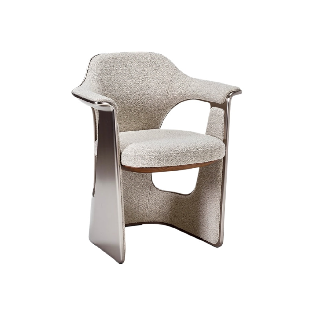 Moderne stoel met gestoffeerde zitting en metalen frame