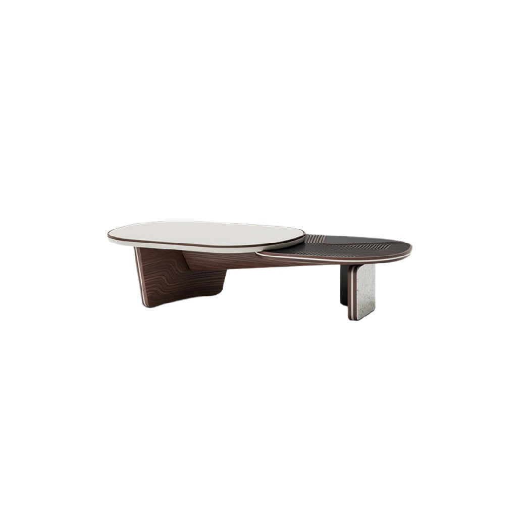 "Moderne design salontafel met unieke vormen en materialen"