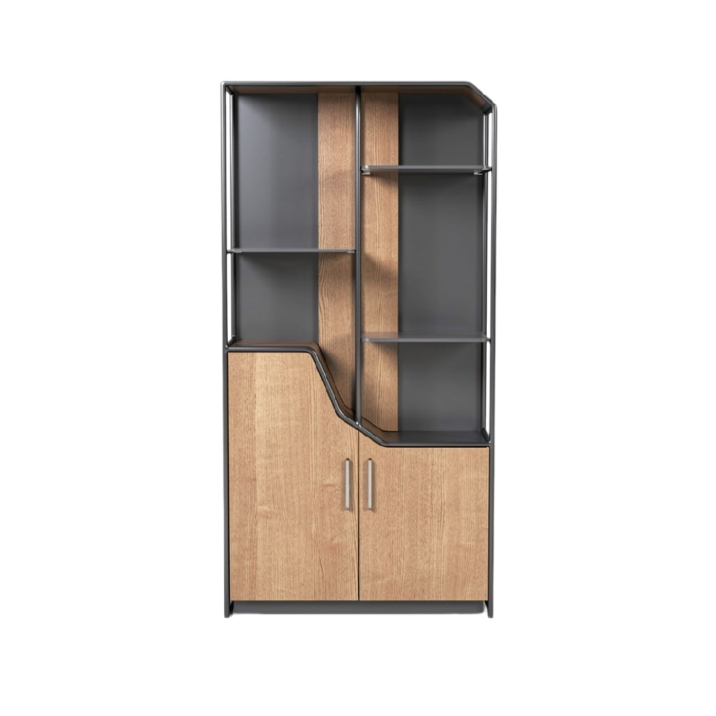 Moderne Boekenkast met Verticale Indeling en Houten Deuren