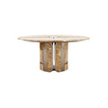 Moderne ronde eetkamertafel van marmer met metalen details